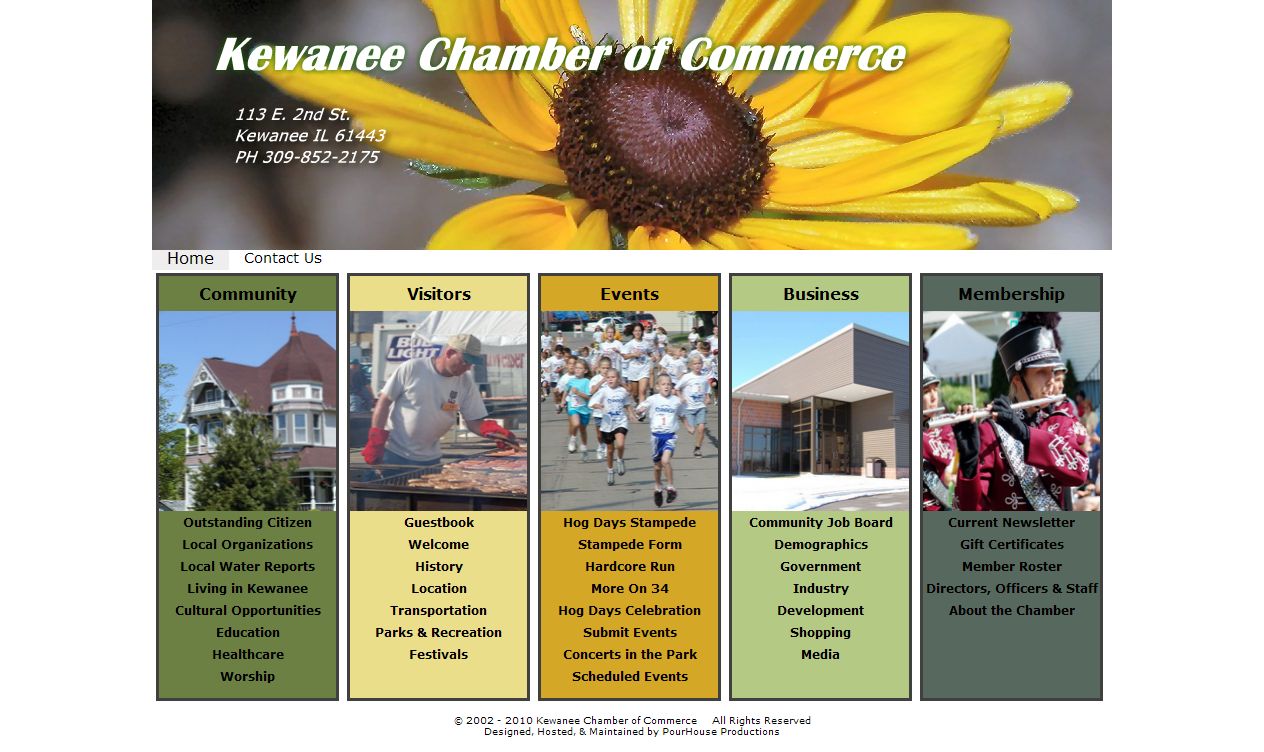 Website Snapshot for Kewanee Chamber of Commerce