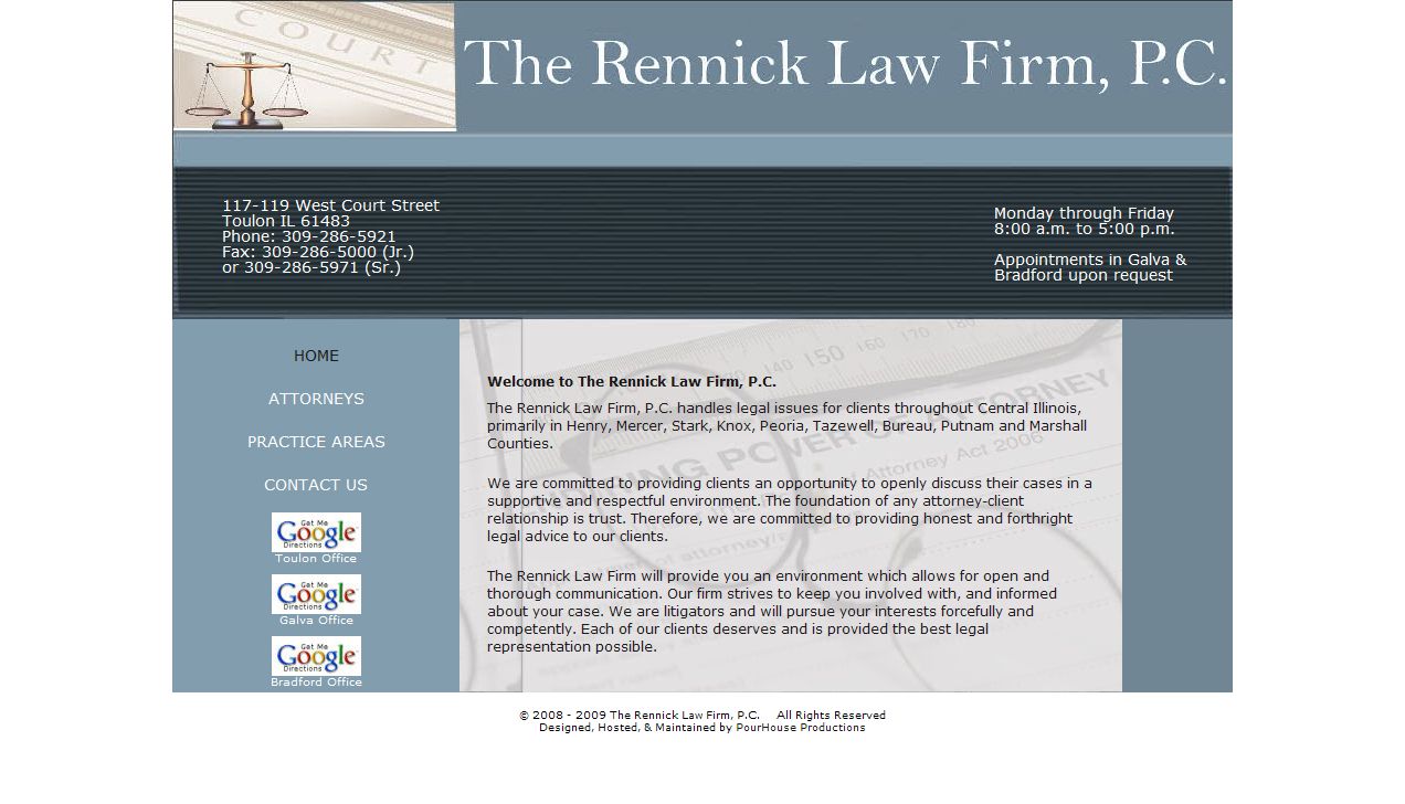 Website Snapshot for Rennick Law Firm